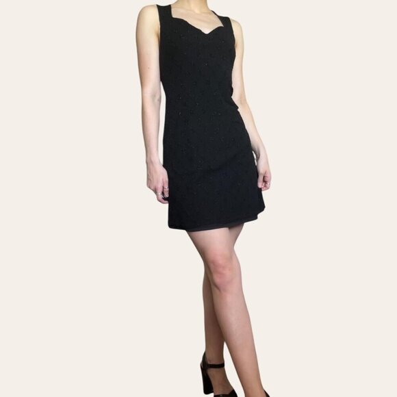 90s/2000s little black mini dress vintage sweetheart neck Studio Y Small - Picture 6 of 8